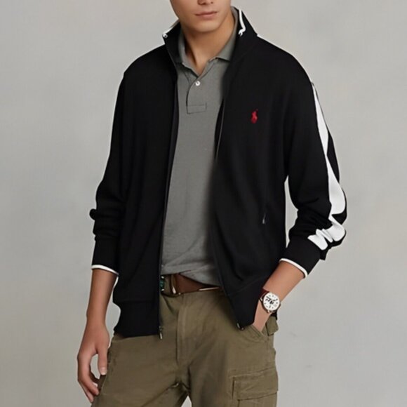 Polo Ralph Lauren Big and Tall Mens Full zip Jacket Double knit 3XLT 4XB Black - Picture 1 of 8